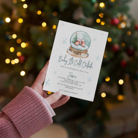 ベビー雪の外が冷たいグローブ赤ちゃんシャワー 招待状