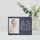 ベビー雪の外は寒い海軍のホワイト写真 ポストカード (スタンド正面)