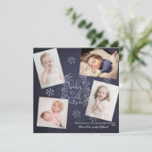 ベビー雪の外は寒い4枚の写真ネイビー 招待状 (スタンド正面)