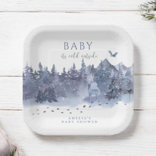 ベビー雪の森の外は寒い ペーパープレート