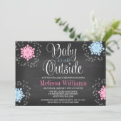 ベビー雪片の外が冷たいベビーシャワー 招待状 (スタンド正面)