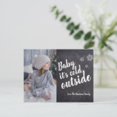 ベビー雪片クリスマス外は寒い シーズンポストカード (スタンド正面)