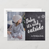 ベビー雪片クリスマス外は寒い シーズンポストカード (正面/裏面)