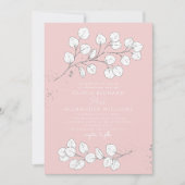 ベビー霜の降りたピンク緑ユーカリ結婚プス 招待状 (正面)