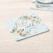 ベビー青い冬のシャワー散水の外が寒い スクエアペーパーコースター (アングル)