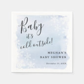 ベビー青い外は冷たいパーソナライズされた スタンダードカクテルナプキン (正面)