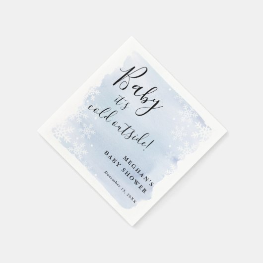 ベビー青い外は冷たいパーソナライズされた スタンダードカクテルナプキン (角)