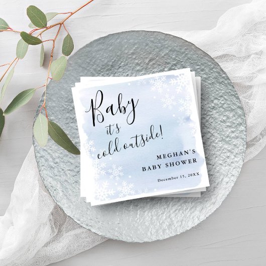 ベビー青い外は冷たいパーソナライズされた スタンダードカクテルナプキン