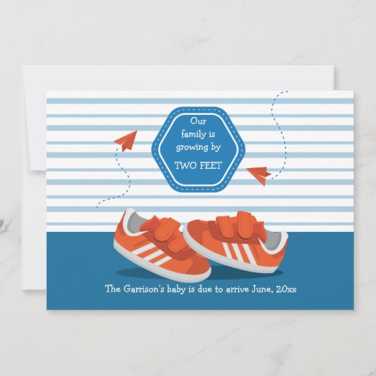 ベビー靴の妊娠の発表 案内状 (正面)