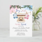 ベビー靴下の冬のクリスマスジェンダーが明らかにする 招待状 (スタンド正面)