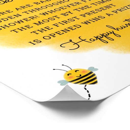 ベビー靴下狩りビーテーマベビーシャワーゲームサイン ポスター (角)