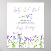 ベビー靴下狩り紫ワイルドフラワーベビーシャワーゲーム ポスター (正面)