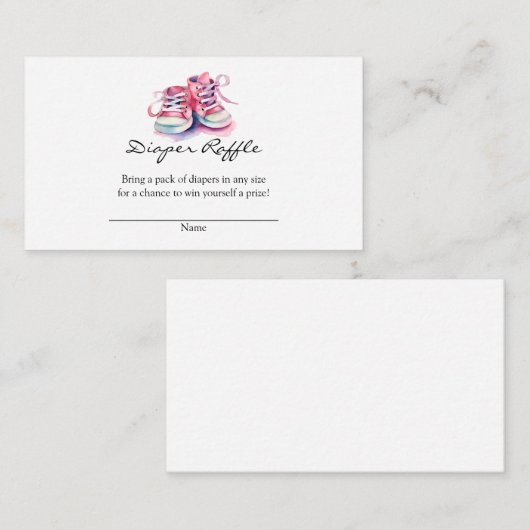 ベビー靴 |ピンクガール赤ちゃんシャワーおむつラッフル エンクロージャーカード (正面/裏面)