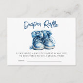 ベビー靴 |ブルーボーイ赤ちゃんシャワーおむつラッフル エンクロージャーカード (正面)