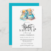 ベビー靴 | Blue Boy Baby Shower 招待状 (正面/裏面)