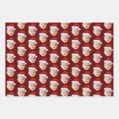 ベビー顔おもしろいカスタムフォトサンタハットクリスマス ラッピングペーパーシート (正面)