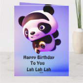 ベビー飛んでいるパンダ、ジャンボ誕生日カード カード (裏面)