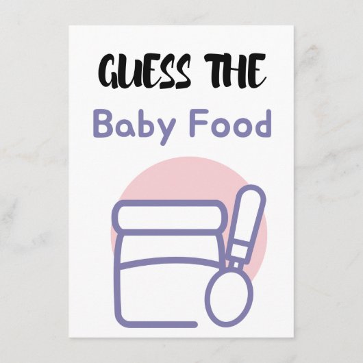 ベビー食の赤ちゃんシャワーゲームを推測 エンクロージャーカード (裏面)