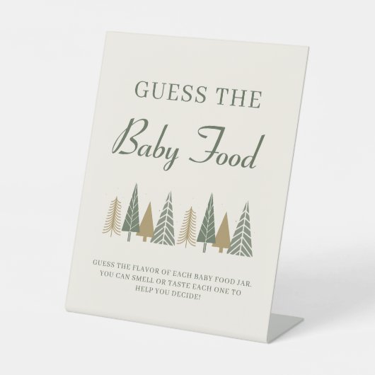 ベビー食べ物の冬の赤ちゃんシャワーゲームを推測 台座サイン (正面)