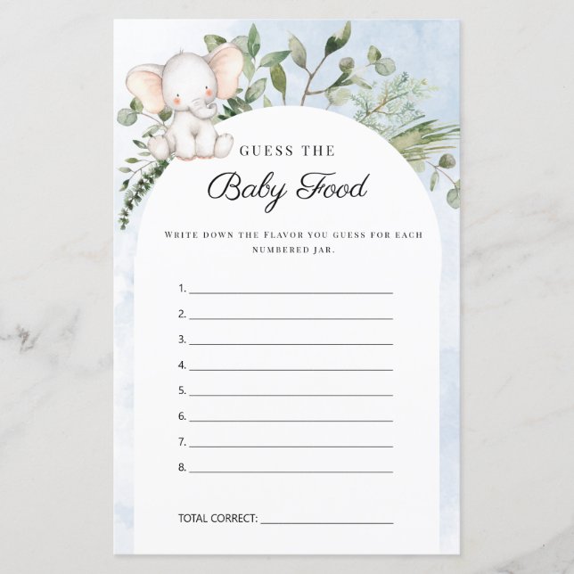 ベビー食べ物の少年の青い赤ちゃんシャワーゲームを推測 (正面)