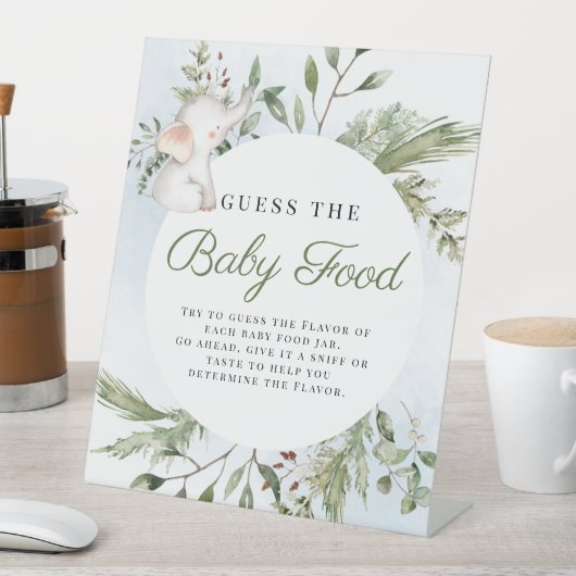 ベビー食べ物の少年ゾウの赤ちゃんシャワーのサインを推測 台座サイン (インサイチュ)