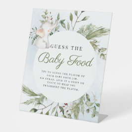 ベビー食べ物の少年ゾウの赤ちゃんシャワーのサインを推測 台座サイン