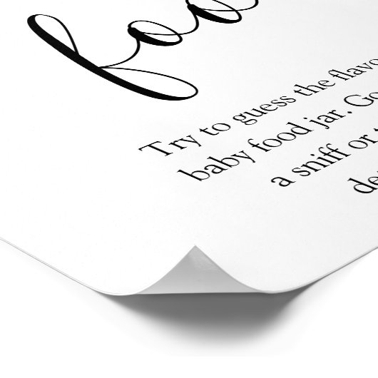 ベビー食べ物の赤ちゃんシャワーゲームのサインを推測 ポスター (角)