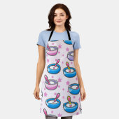 ベビー食べ物を与えのボウルおもしろいの明るい漫画 エプロン (着用した状態)