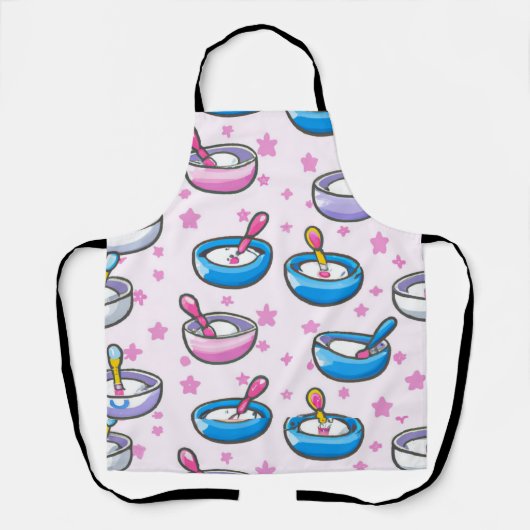 ベビー食べ物を与えのボウルおもしろいの明るい漫画 エプロン (正面)