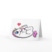 ベビー食べ物を与えユニコーンの時間 – ピンク – カード