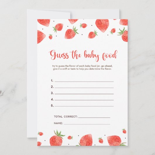 ベビー食品ゲームを推測するベリー甘い赤ちゃんシャワー 招待状 (正面)