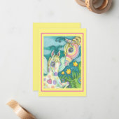 ベビー馬の妖精、春誕生の発表カード ノートカード (正面/裏面インサイチュ)