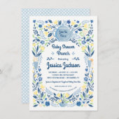 ベビー魅力的シャワーブランチ招待状ブルー 招待状 (正面/裏面)