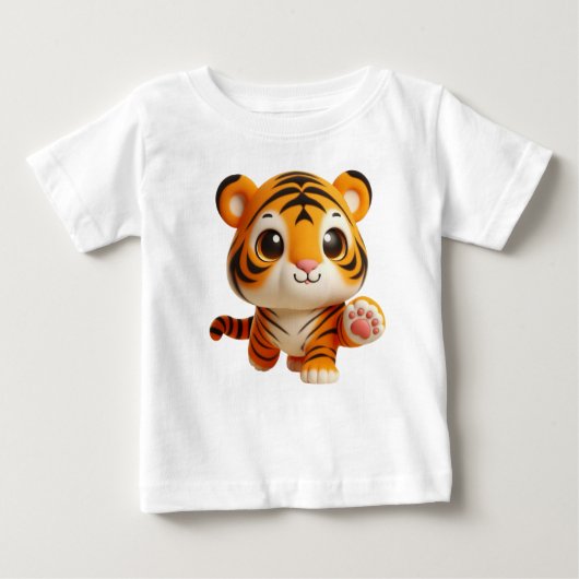 ベビー魅力的タイガーのポよくはしゃぐーズ ベビーTシャツ (正面)