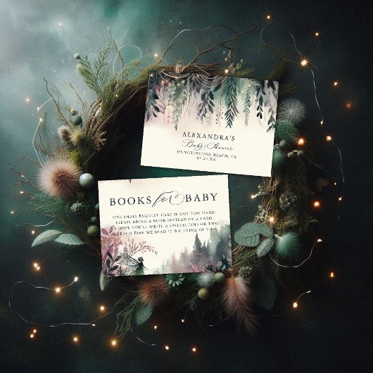 ベビー魅惑の森の妖精の山のための本 エンクロージャーカード