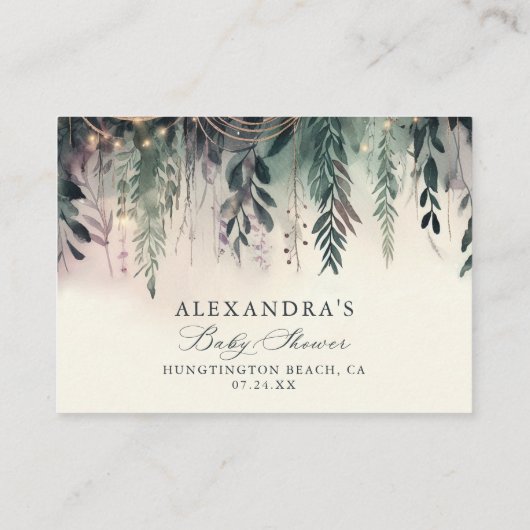 ベビー魅惑の森の妖精の山のための本 エンクロージャーカード (裏面)