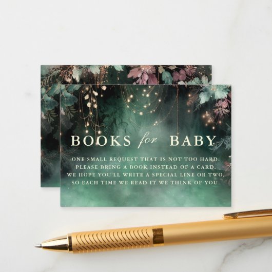 ベビー魅惑の森の緑のアーチのための本 エンクロージャーカード (正面/裏面インサイチュ)