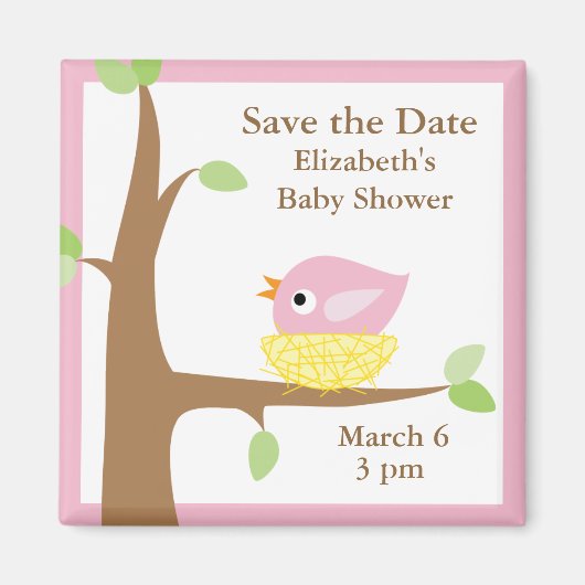 ベビー鳥の巣（ピンク） マグネット (正面)