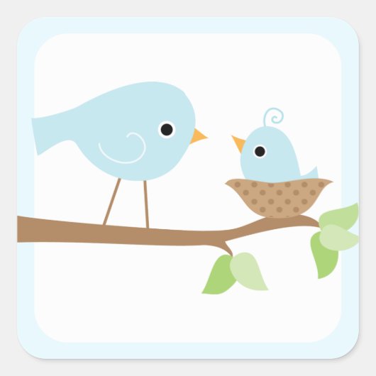 ベビー鳥の巣（青） スクエアシール (正面)
