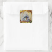 ベビー鳥の羽の生えた黄色いパラシュート水色 スクエアシール (バッグ)