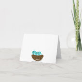 ベビー鳥ネストトリプレットサンキューノートカード サンキューカード (裏面)