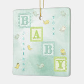 ベビー鳥ブロック名パーソナライズされた年クリスマス セラミックオーナメント (左)