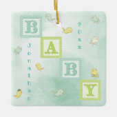 ベビー鳥ブロック名パーソナライズされた年クリスマス セラミックオーナメント (正面)