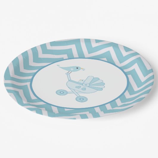 ベビー鳥ベビー台車赤ちゃんシャワーパーティー ペーパープレート (アングル)
