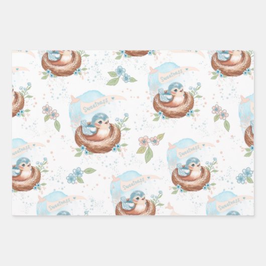 ベビー鳥包み紙 ラッピングペーパーシート (正面3)