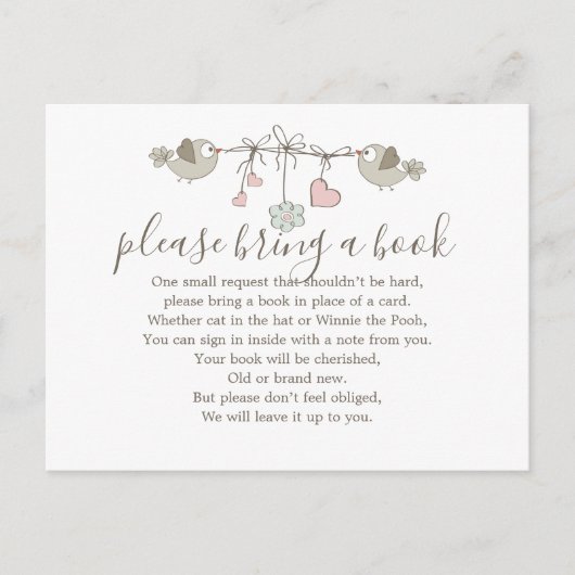 ベビー鳥赤ちゃんシャワーブック挿入リクエストカード インビテーションポストカード (正面)