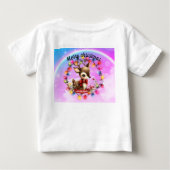ベビー鹿が光のリース内に ベビーTシャツ (裏面)