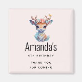 ベビー鹿とフローラ〔雄ジカの〕枝角誕生日ありがとう マグネット (正面)
