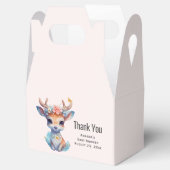 ベビー鹿と〔雄ジカの〕枝角と花赤ちゃんシャワー フェイバーボックス (オープン)