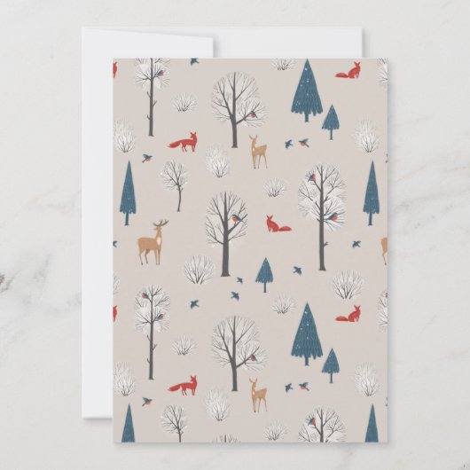 ベビー鹿の冬の赤ちゃんシャワー外は寒い 招待状 (裏面)